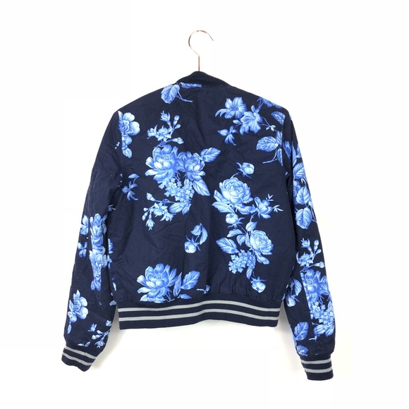 Gap Blue Floral Bomber Varsity Jacket - Picture 4 of 4